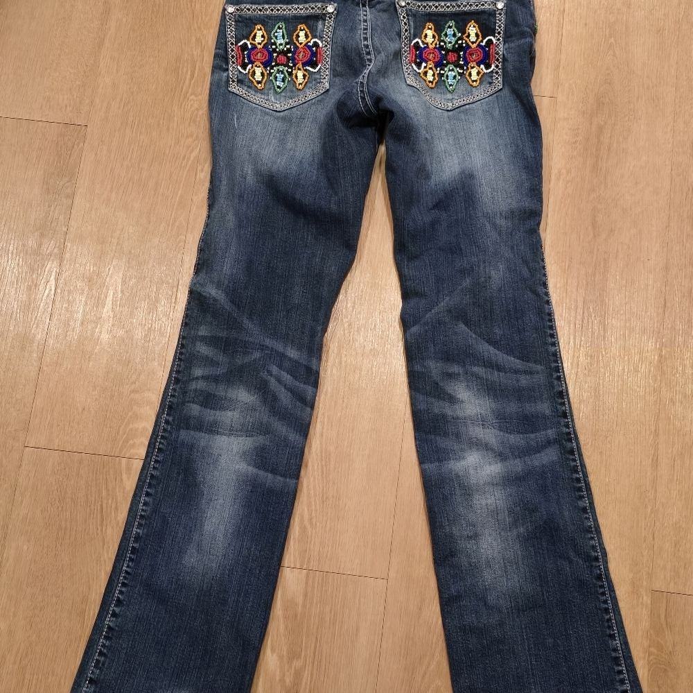Rock 47 Wrangler Denim Jeans, Ultra Low Rise, 7/8 X 34, Womens - Picture 8 of 13